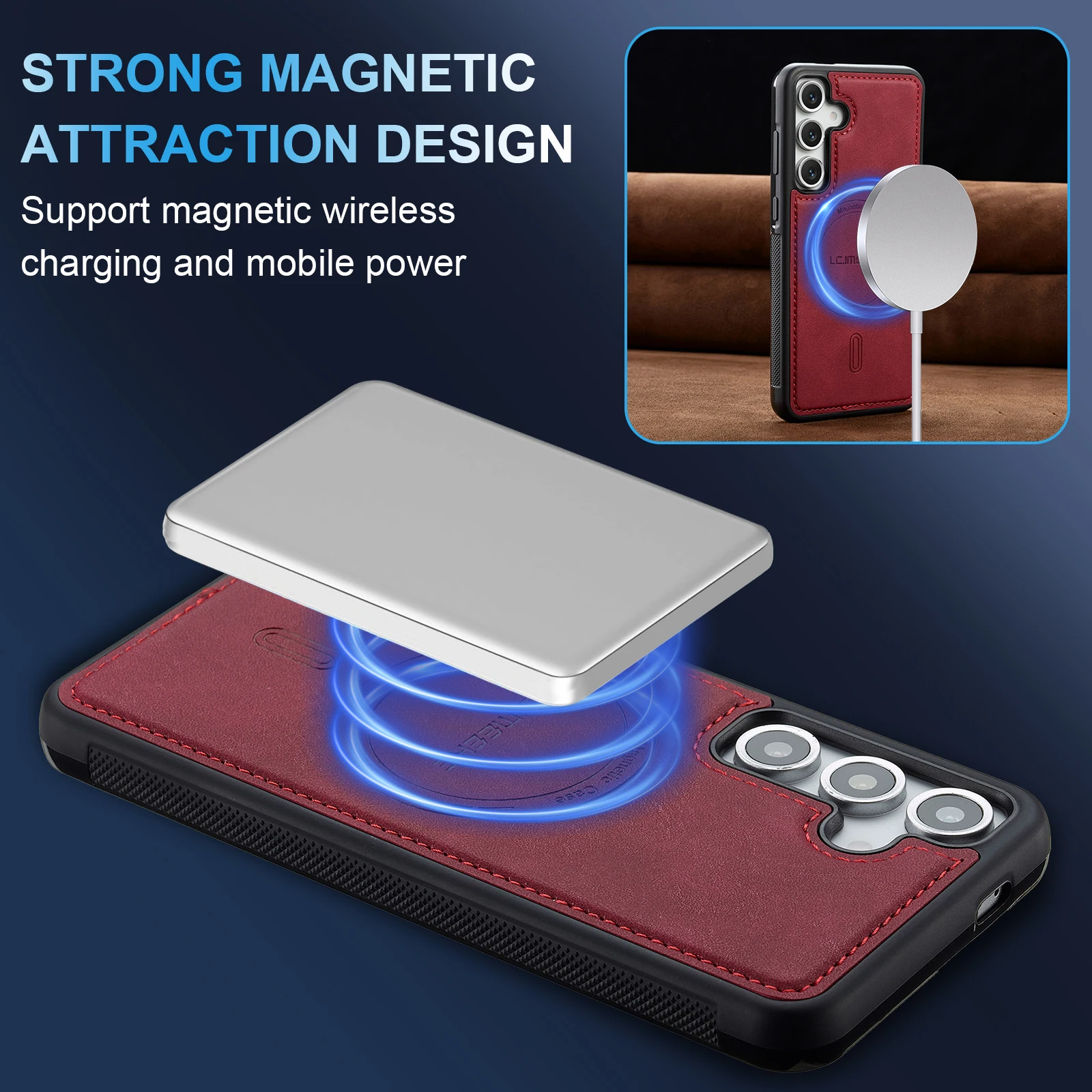 Leather Cover for Samsung A56 A55 A54 A36 A35 A17 A16 A15 5G Phone Case with Support Magnetic Attraction Feature - náhled 5