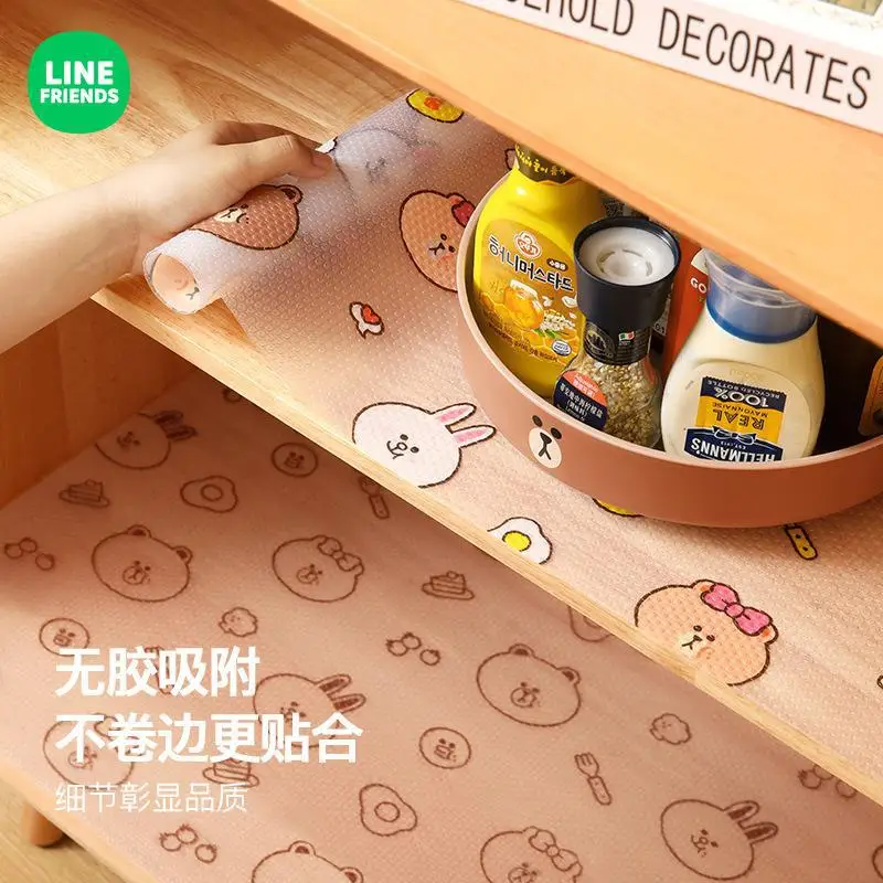 40X120Cm Kawaii Brown Bear Sally Cony Oil-Proof Drawer Mat Anime Non Slip Waterproof Moisture-Proof Placemat Table Cover Pad Toy