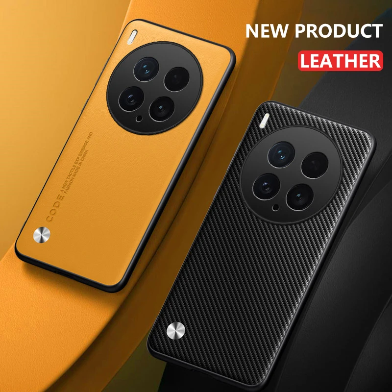 

Leather Case for vivo X200 Ultra 5G Carbon Fiber Matte Silicone Protection Hard Shockproof Full Camera Phone Cover vivoX200Ultra