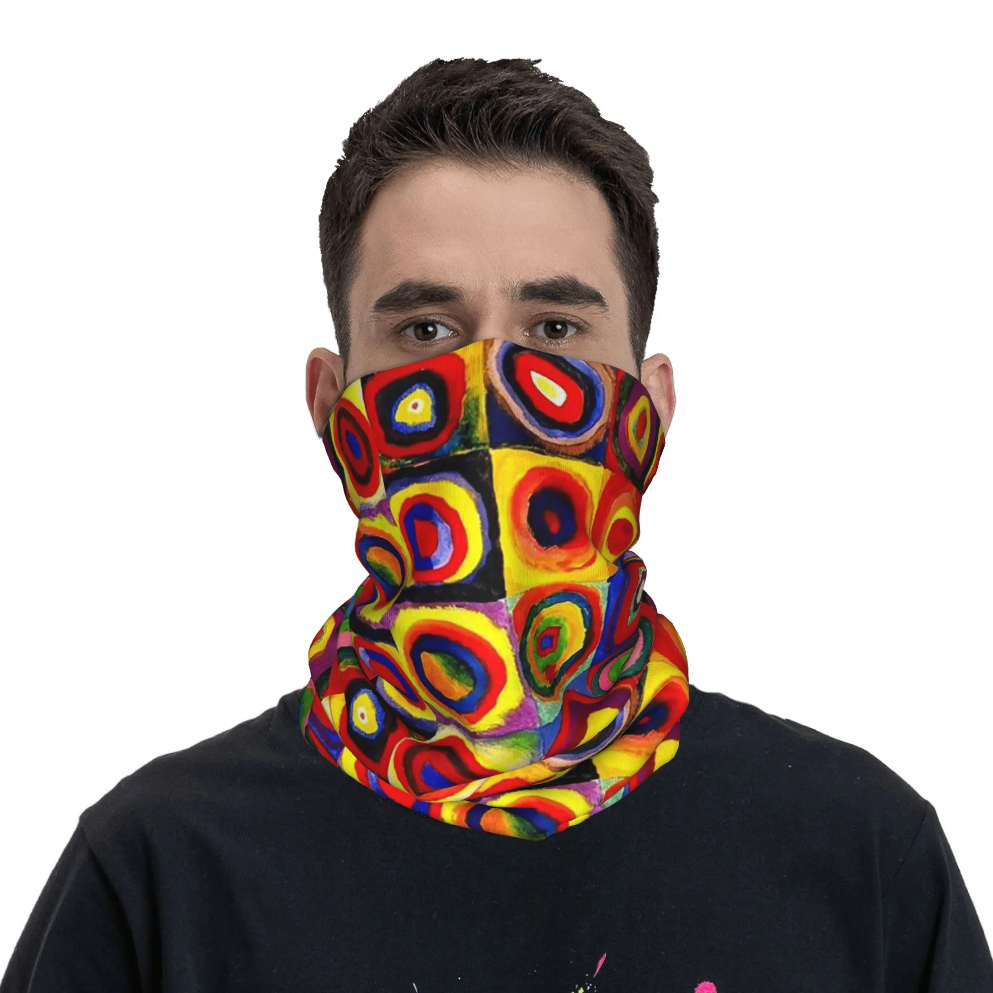 Squares and Circles Colorful Wassily Kandinsky Bandana Neck Cover Printed Wrap Mask Scarf Headwear Outdoor Sports For Men Women