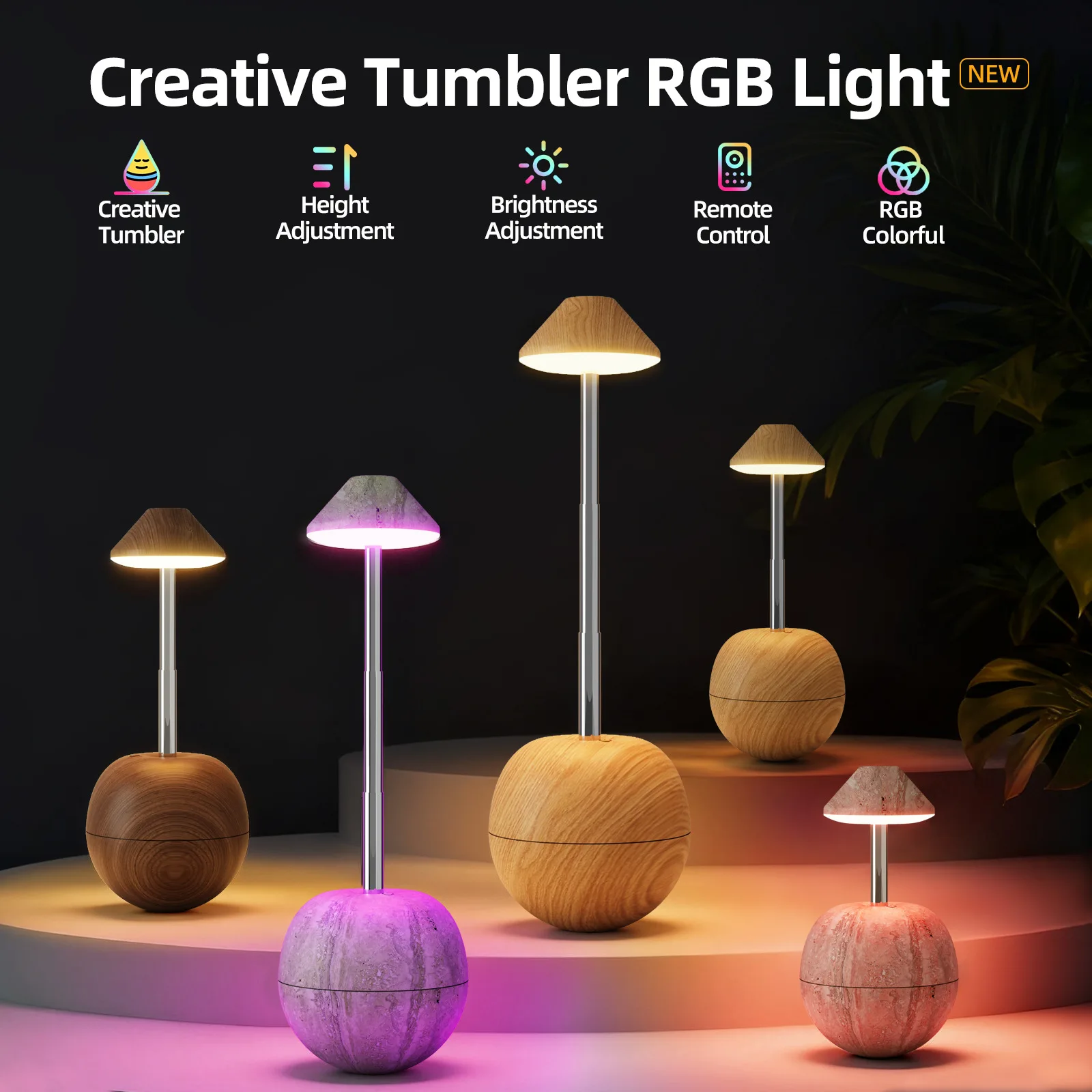 Creative Roly-poly Toy LED Charging Table Lamp Hotel Bedroom Remote Touch Ambience Bedside Night Light Decorative Lighting