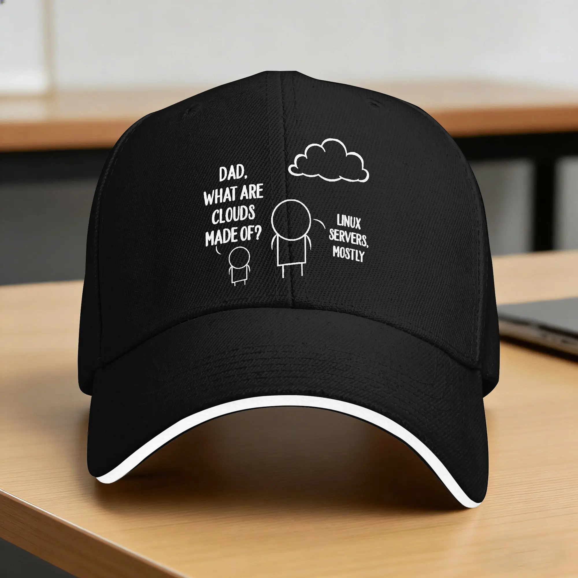 Software Developer Computer Engineer Funny Baseball Cap Clouds Made Of Linux Servers Mostly  Print Baseball Caps