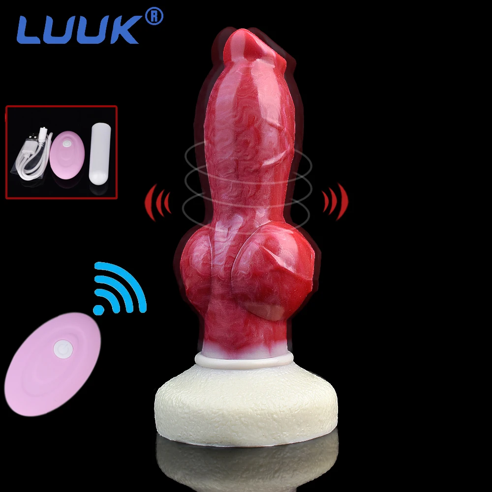 LUUK New Animal Dog Vibrating Dildo With Knot Soft Silicone Prostate Massager For Women Anus Stimulate Fake Wireless Vibrator