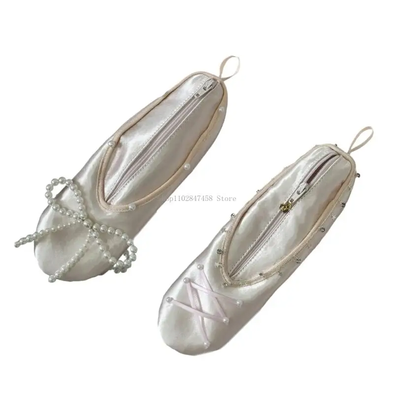 

Spacious Ballet Shoe Design Cosmetic Organizers Star Handcrafted Ribbon Satins Makeup Bag For Gifts