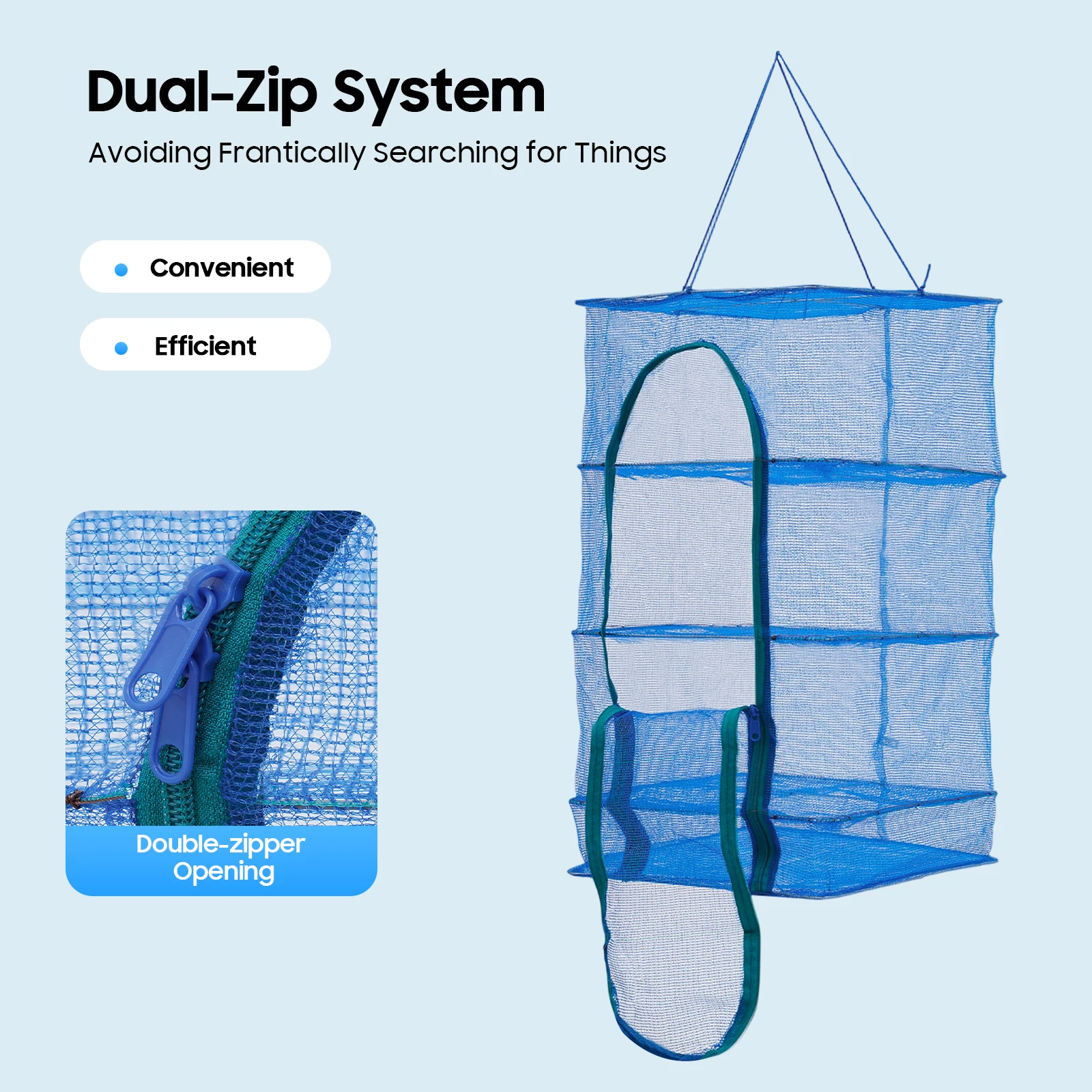 4-Tier Hanging Drying Net Rack, 8kg Capacity PE Steel Wire Mesh Storage for Food Laundry Herb Drying