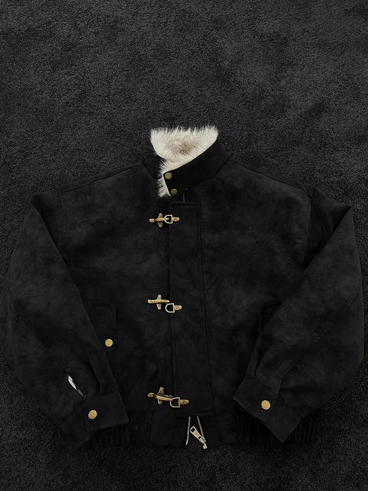 

Мужская зимняя куртка Cleanfit из хлопка с флисовой подкладкой, в американском стиле, с кожаными элементами, дизайн Plane Bule, хлопковая, с эффектом потертости