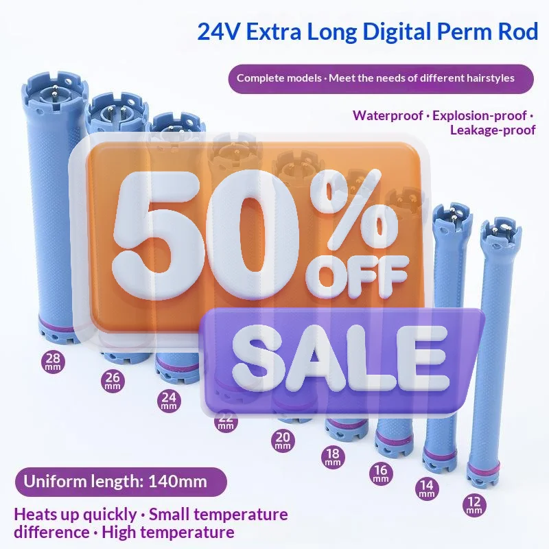 140mm 24V Digital Hair Hot Perm Rods Electric Heated Curlers Bars Rollers Wavy Hair Salon Barber Curling Spiral Styling Tools