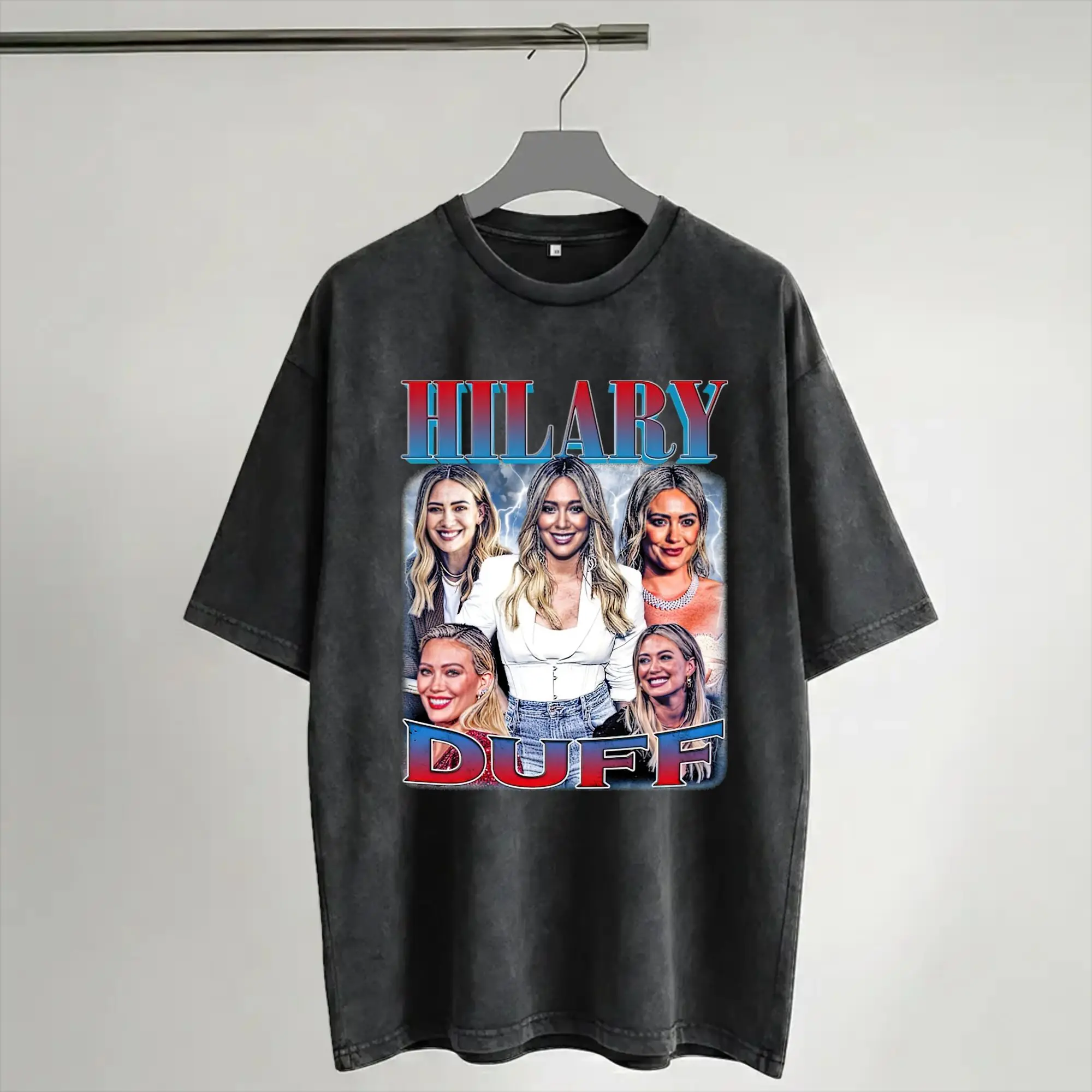 Рубашка в стиле харадзюку Hilary Duff The Lucky Me Tour 2026, винтажные футболки, оверсайз, уличная одежда, футболки с коротким рукавом и принтами.
