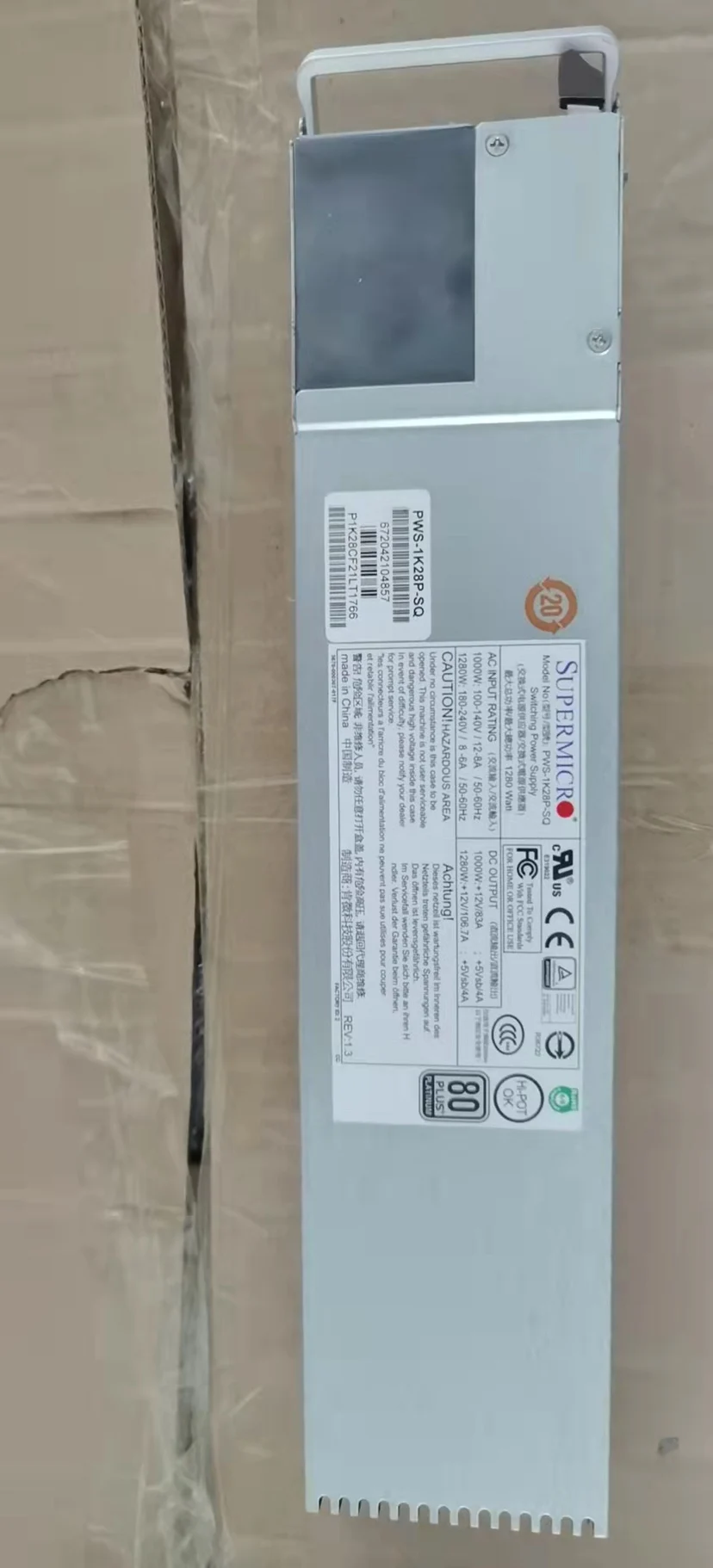 

Промышленный компьютер Supermicro PWS-1K28P-SQ мощностью 1280 Вт, сервер, модуль резервного питания