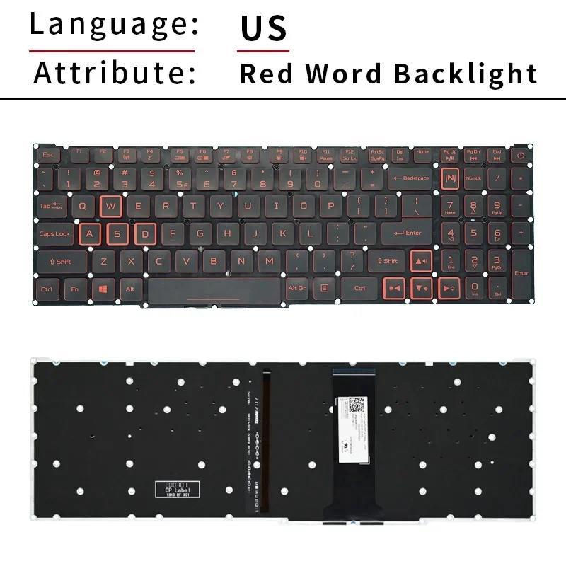 Spanish PT-BR Brazil Russian Keyboard For Acer Nitro 5 N18C3 N18C4 AN515-54 43 44 AN517-51 AN517-52 Gaming Laptop Red Backlight - view 3