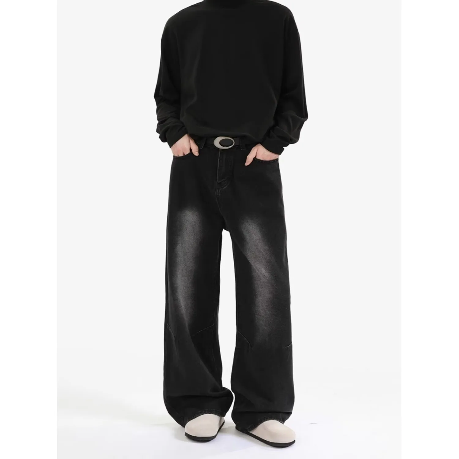 

Джинсы American Waed в винтажном стиле, унисекс, свободные прямые, в стиле ретро, повседневные, широкие, длинные джинсовые брюки