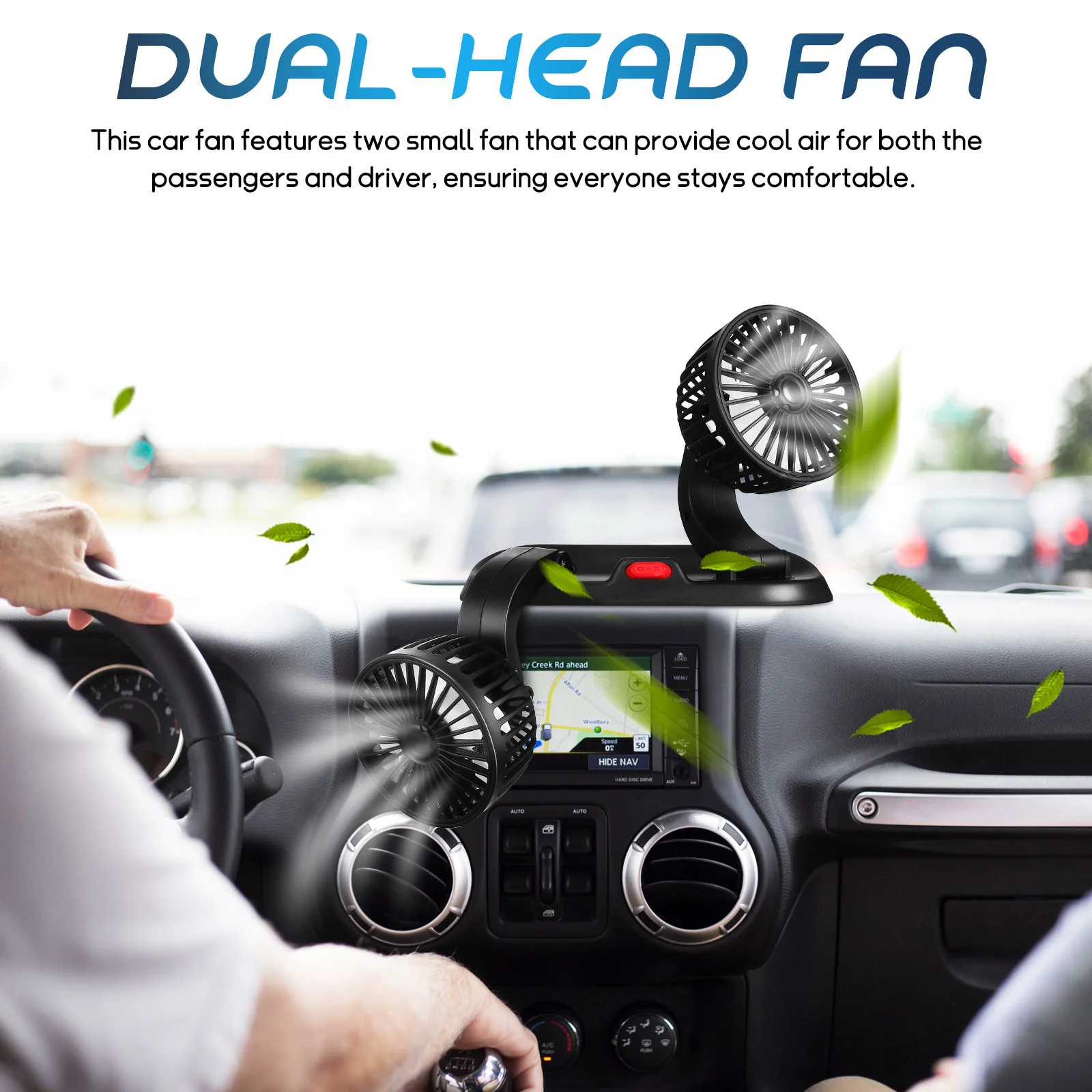 

Rechargeable Car Fan Dual Head Compact Foldable Design for Quick Heat Dissipation Inside Vehicles Car Fan Dashboard Fans