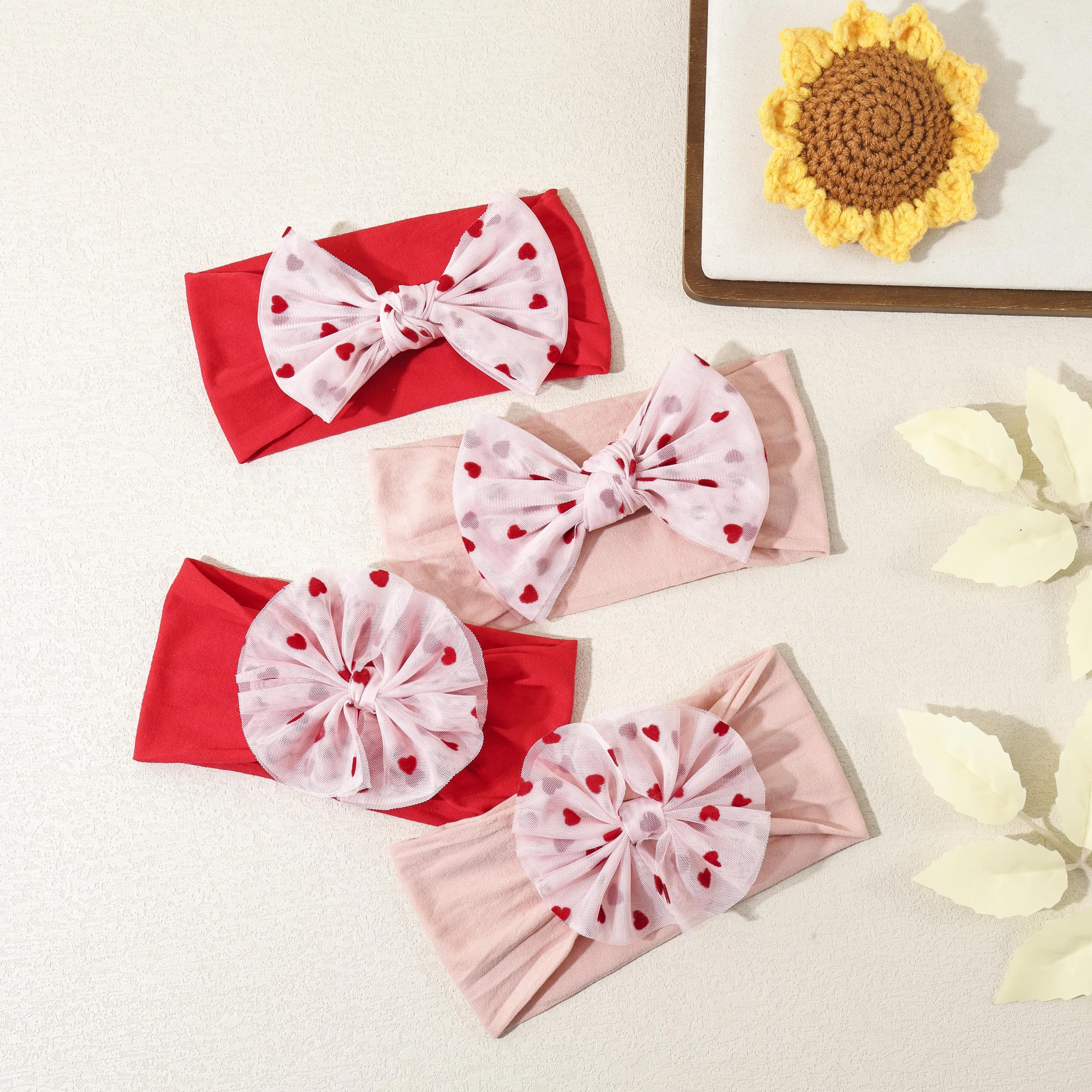 

Valentine's Day Baby Headbands Heart Lace Hair Bows Hairbands Party Gifts Kids Girls Headwraps Headwear Newborn Hair Accessories
