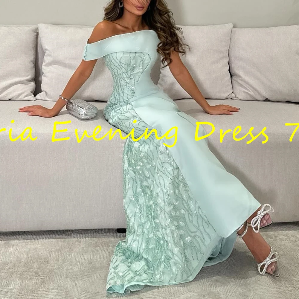 Customized Delicate Straight Floor Length Strapless Off the Shoulder Jersey Sleeveless Evening Dress Elegant vestidos para mujer