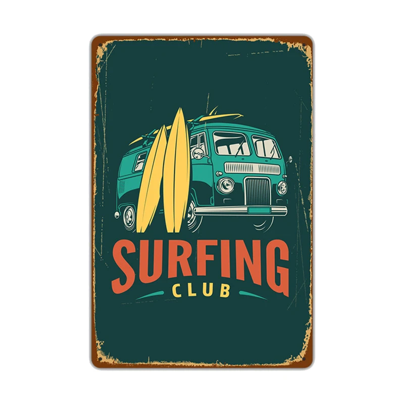 

Vintage Hawaii Surf Time Metal Tin Signs Wall Art Painting Plate Seaside Beach Poster Plaque for Bar Pub Club Surf Shop Decor