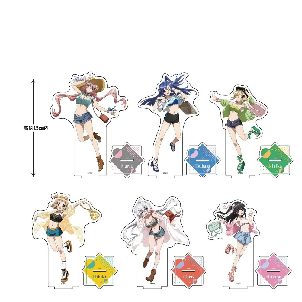 Anime symphogear GX 15cm Hibiki Tachibana Chris Yukine Tsubasa Kazanari Kirika Akatsuki acrylic standing plate Leisure sportswea