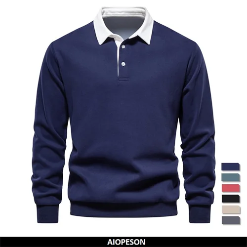 Sudaderas con cuello tipo Polo para hombre, ropa informal y Social, sudaderas de algodón de calidad, nuevo diseño de moda de otoño 2023