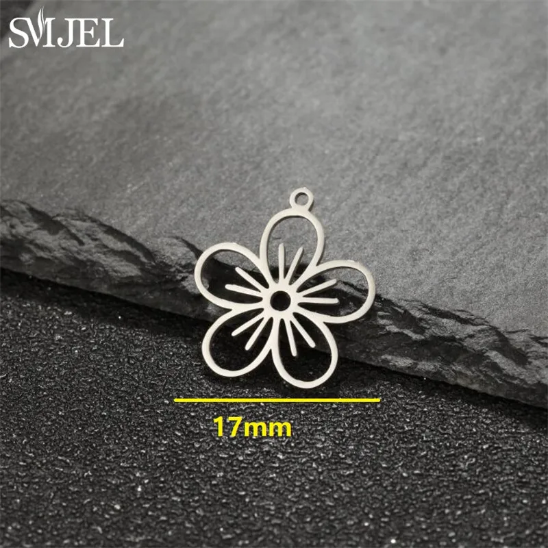 5pcs Cute Stainless Steel Flower Charms for Jewelry Making Cactus Dandelion Maple Leaf Pendant Mini Charm Bracelet Earrings DIY view 5