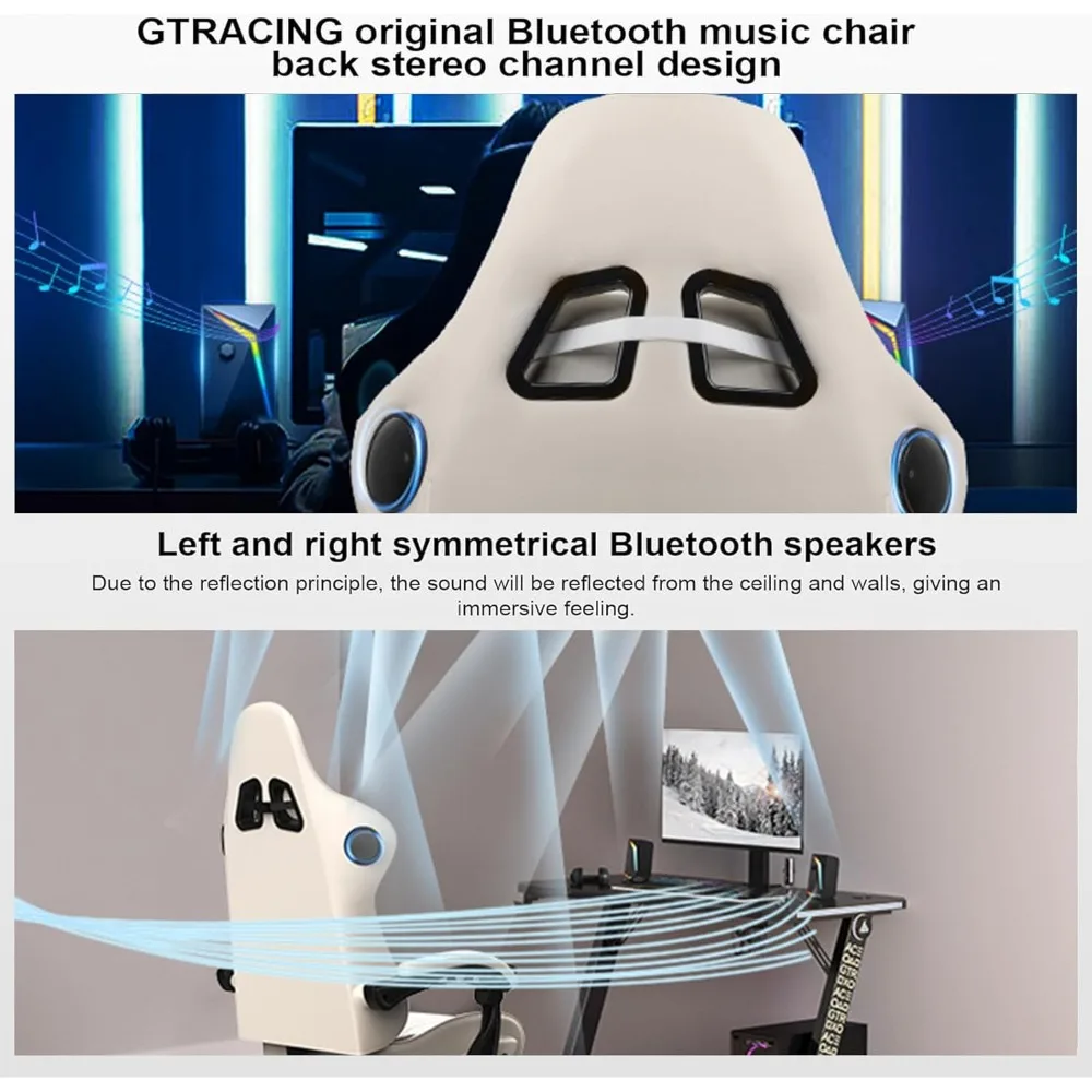 Gaming Chair, Computer Chair with Footrest and Bluetooth Speakers, High Back Ergonomic Gaming Chair image 5