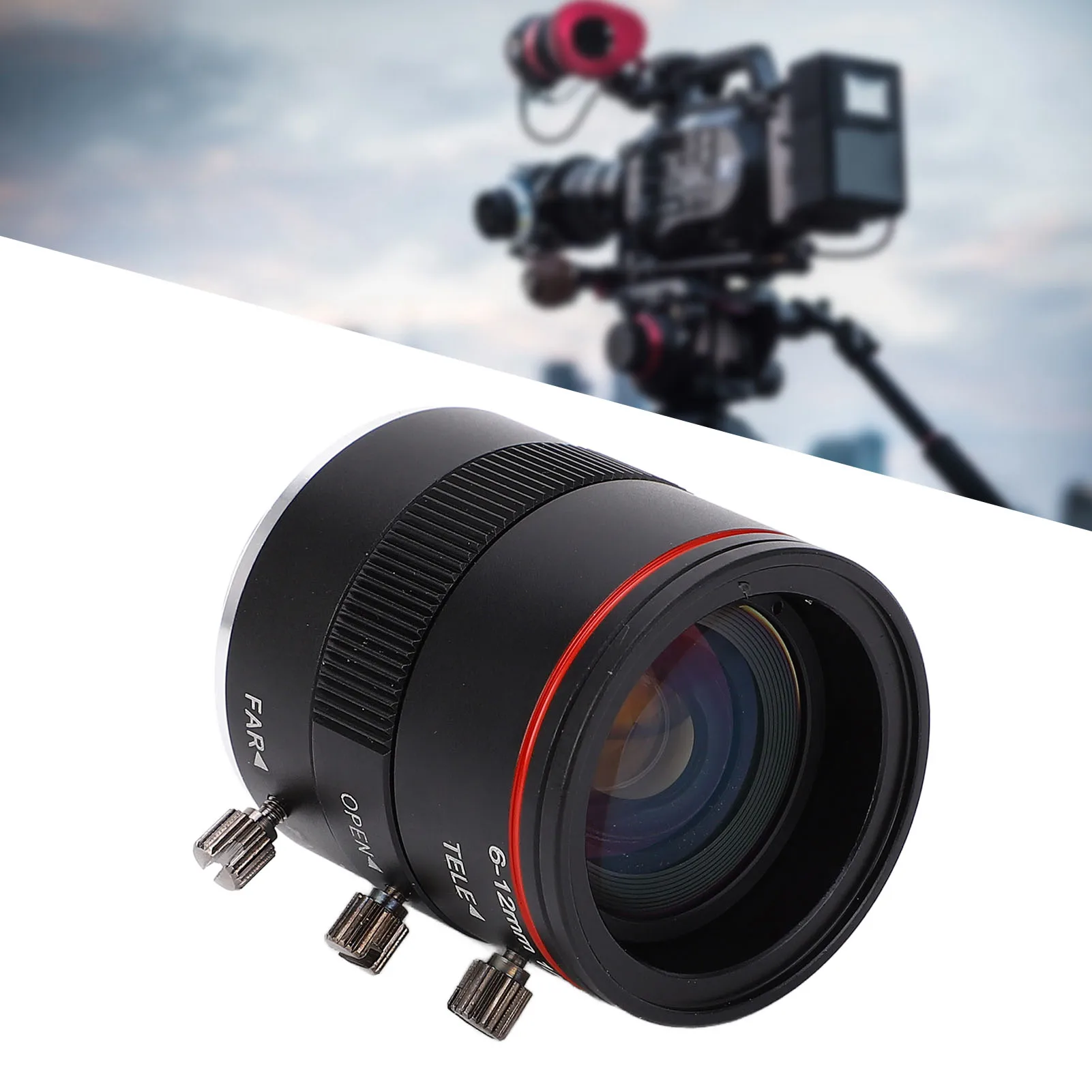 

Промышленный объектив с зумом 6-12 мм, 1/1.8, 3 МП, с ручной фокусировкой, из алюминиевого сплава, с креплением C, с регулируемой диафрагмой