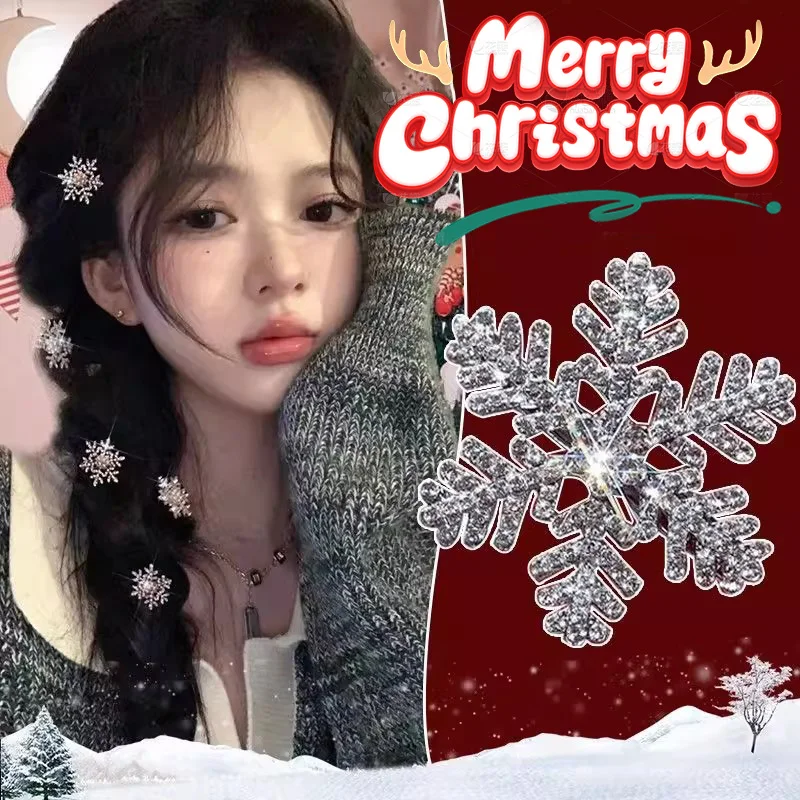 2/10개 패션 플러시 퍼 눈꽃 헤어 클립 여성 소녀용 한국 스타일 반짝이는 라인스톤 덕빌 헤어핀 헤어 액세서리