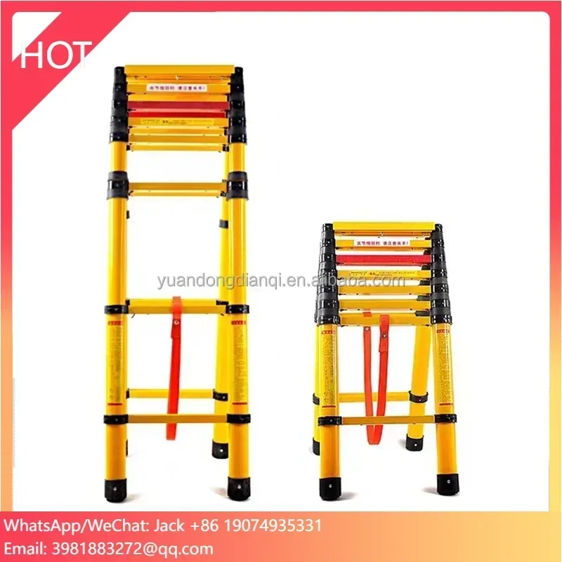 Factory Hot Selling Fiberglass Ladder Expansion Ladder Insulation Safety Protection Building Engineering Professional Ladder