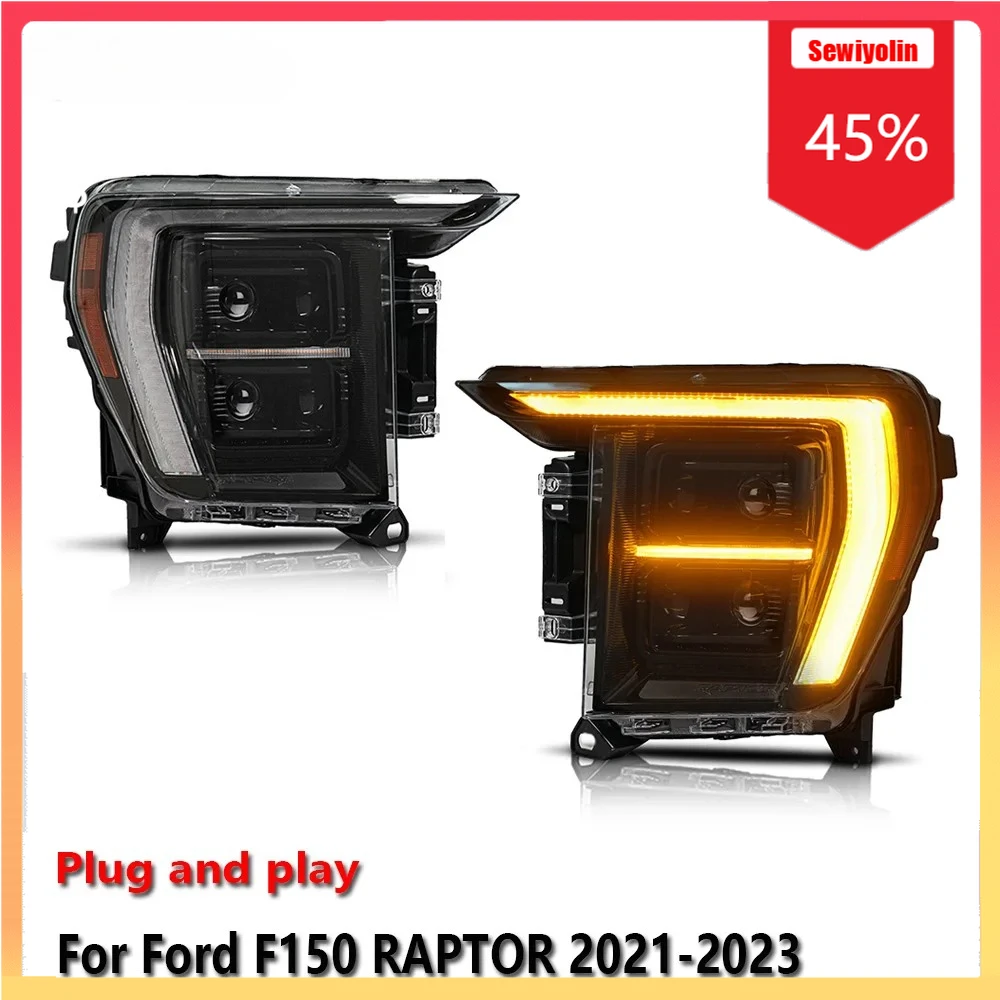 

Car LED Headlight Automobile PartsFor Ford F150 RAPTOR 2021-2023 Fog DRL Brake Turn Signal Lamp Plug and Play