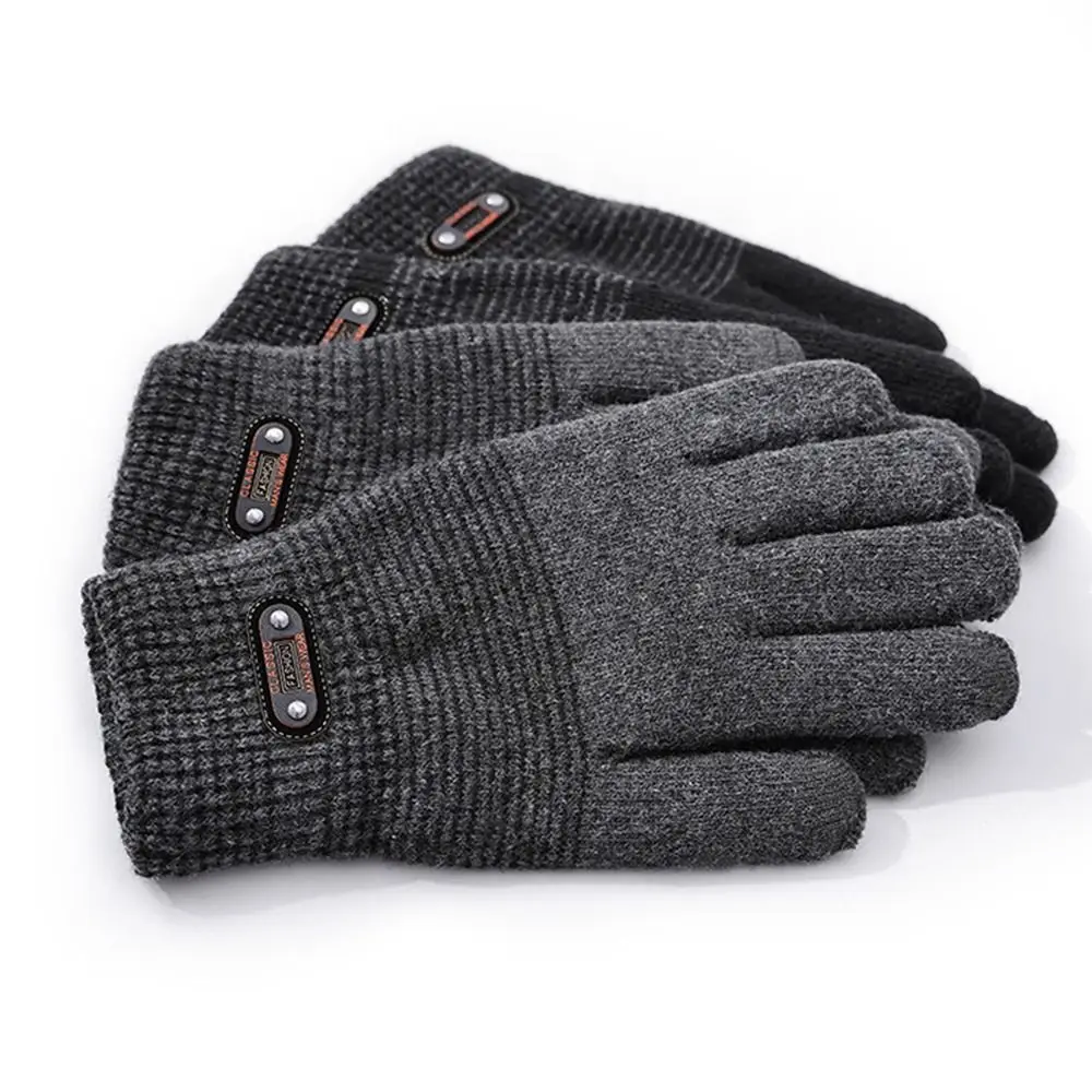 Daily Thickened Knitted Warm Gloves Touch Screen Windproof Coldproof Driving Gloves Anti Slip All Finger Gloves for Women Men