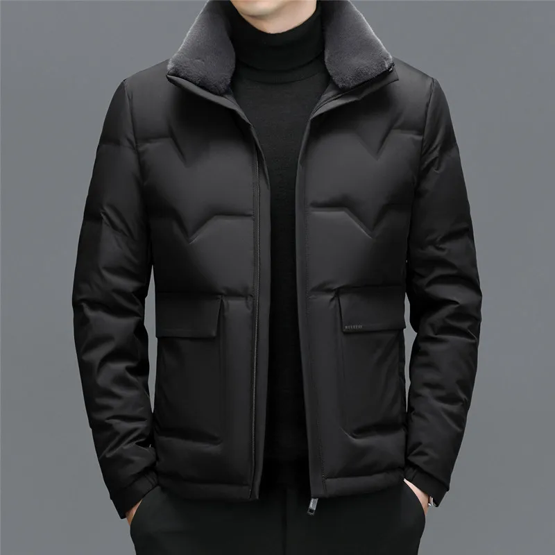 YXL-7782 Winter New Men's Thickened Short Down Coat With Detachable White Duck Down Collar For Winter Warm Casual Business Coat