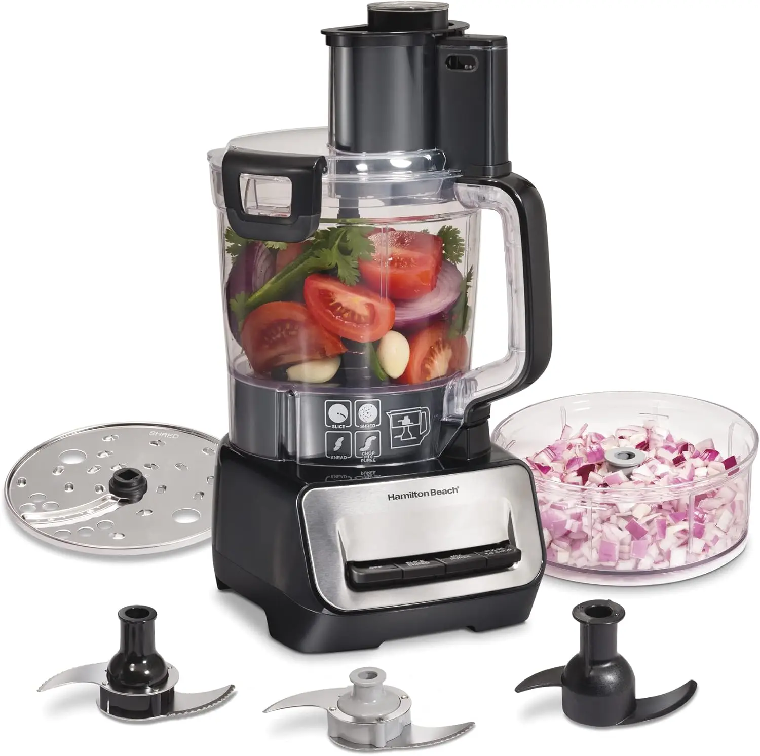 

Food Processor and Vegetable Chopper, BPA Free, Stainless Steel Blades, 14 Cup + 4-Cup Mini Bowls, 3-Speed 500 Watt Motor, Black