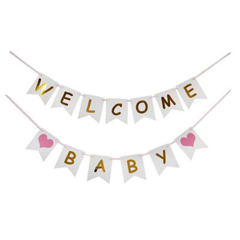 Birthday Decoration Welcome Baby Banners Paper Flags Baby Shower Banners