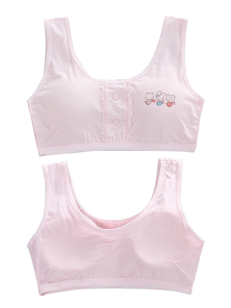 LJMOFA Teen Girl Sports Exquisite Cute Rabbit Bra Kids Top Camisole Underwear Young Puberty Small Training Bra B213