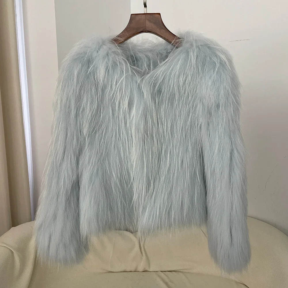 OFTBUY Double-sided Fashion Thickened Woven Fur Coat 2024 Autumn Winter New Natural Raccoon Fur Jacket Warm Fur Jacket Women