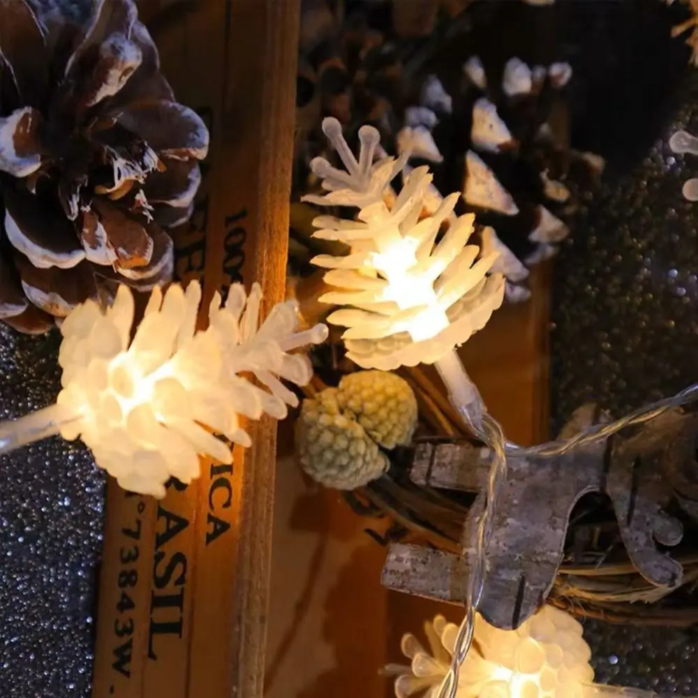 Decoración navideña para el hogar, cono de Pinecone, cadena de luz de Navidad, brillante, 6m, 40led