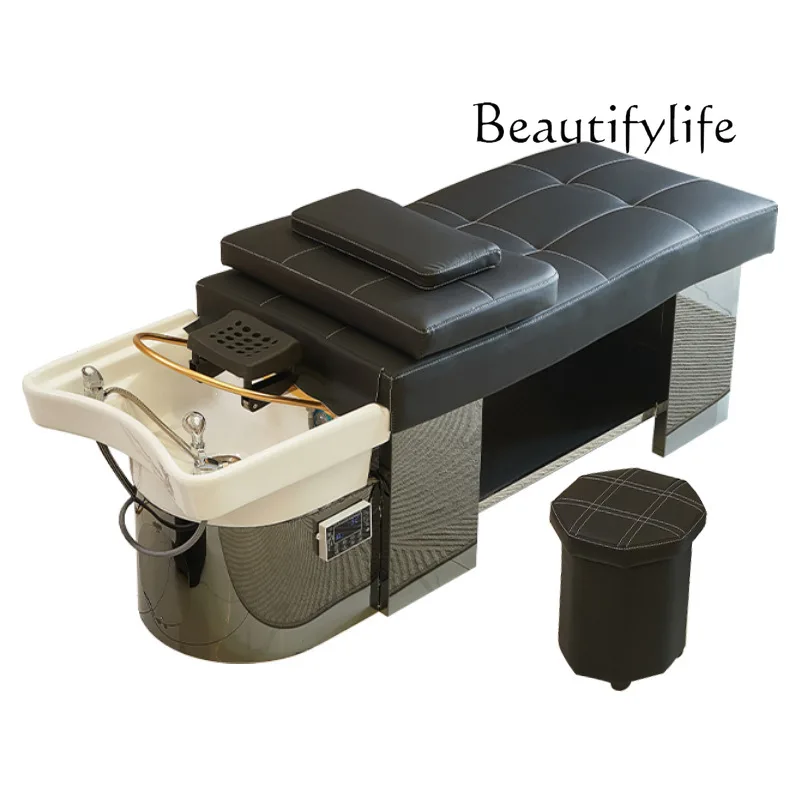 

Thai hair treatment shampoo bed barber shop stainless steel constant temperature water circulation ear bed spa massage bed
