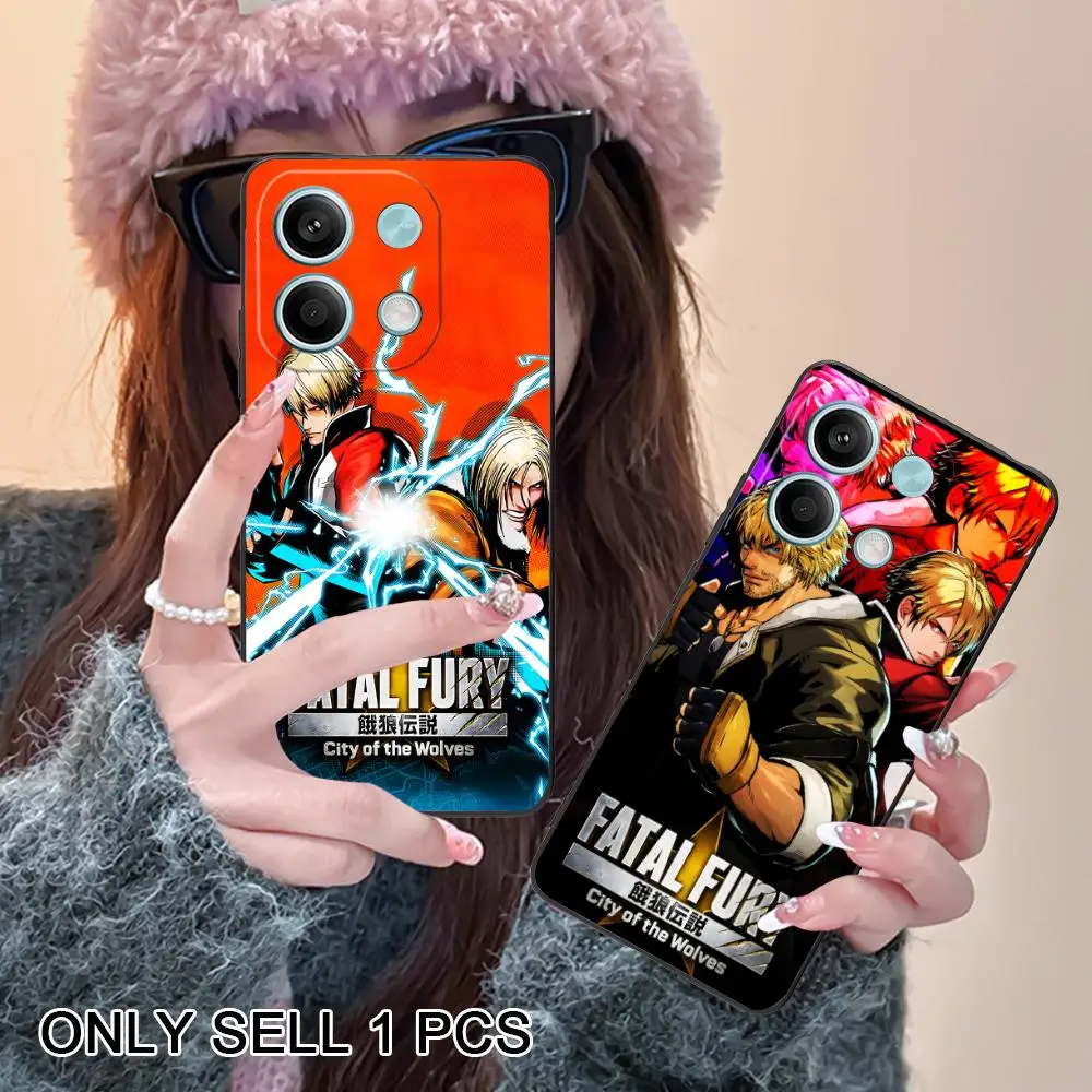 Capa de Telefone Móvel Matte TPU do Jogo Fatal Fury para POCO F8 F7 F6 F5 F4 F3 F2 Pro GT C75 C71 C65 C61 C40 Pro Ultra, Capa Colorida
