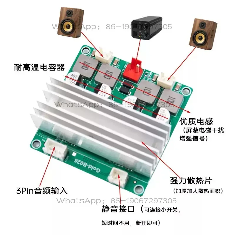 TPA3116D2 Digital Power Amplifier Board Dual Channel 100W + 100W High Power Audio Module Gold-B026