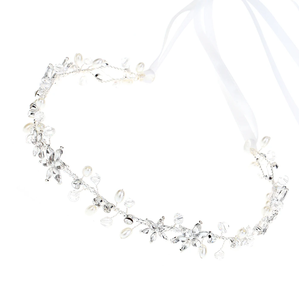 

Rhinestone Flower Belt Waist Chain Pearl Wrist Adjustable Ribbon Elegant Wedding Dress Bride Photoshoot Accessory