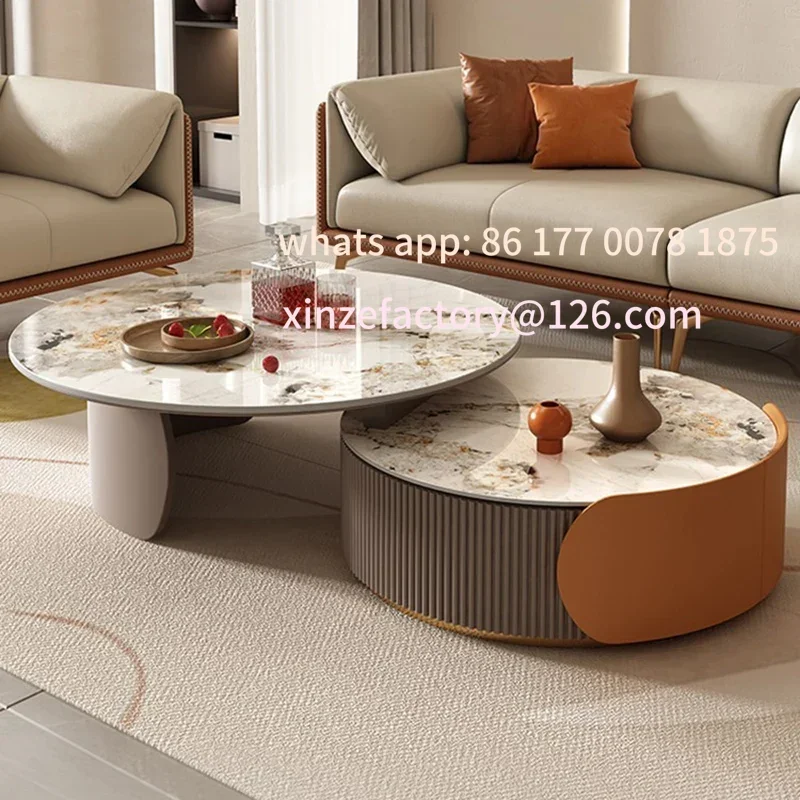 

Customizable Unique Aesthetic Coffee Tables Marble European Glam Nordic Luxury Trendy Coffee Tables Round Modern