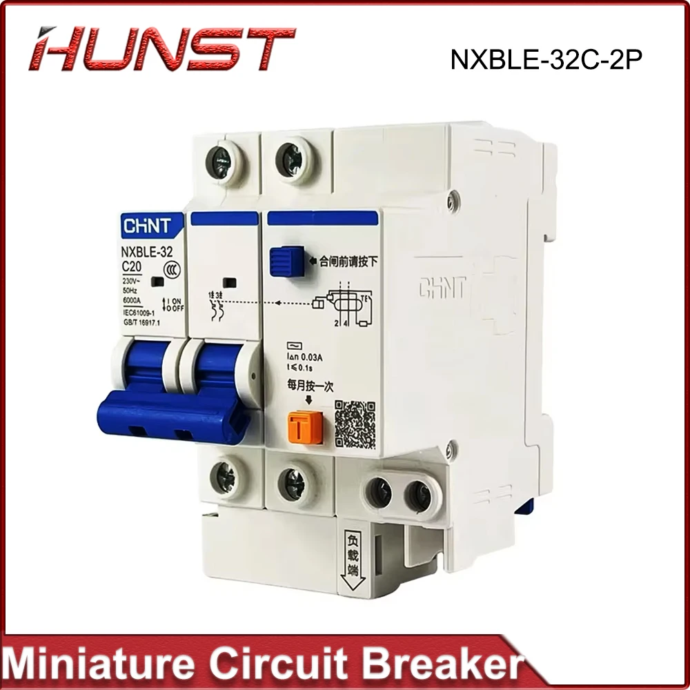 HUNST Miniature air Circuit Breaker CHNT NXBLE-32 2P 6-32A is Suitable for Domestic and Industrial Applications.