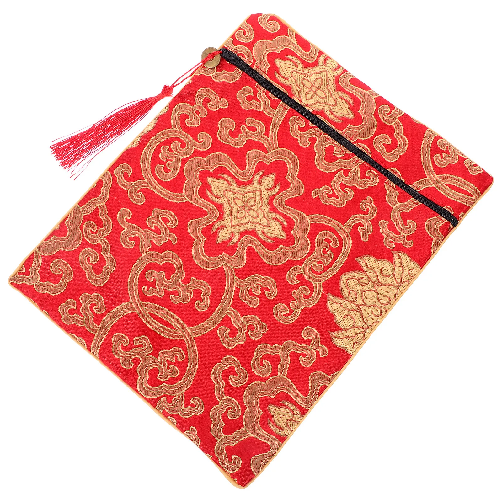 

Silk Cloth Buddhist Scripture Storage Bag Yellow Dragon Pattern 20x25cm Bible Book Organizer Carrier Pouch Quran Cover