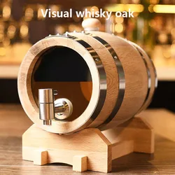 Oak Barrel Whisky Sherry Aging Oak Bucket 3L Wine Set Double-sided Transparent Visual Bar Decoration Wine Spirits Storage