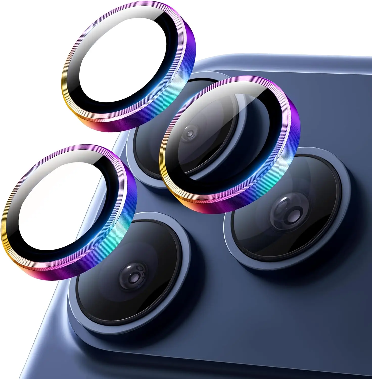 للهاتف 17 برو ماكس 17Air حامي عدسة الكاميرا امتزاز قوي معدن 9H الزجاج المقسى شاشة الكاميرا غطاء حماية كامل #2