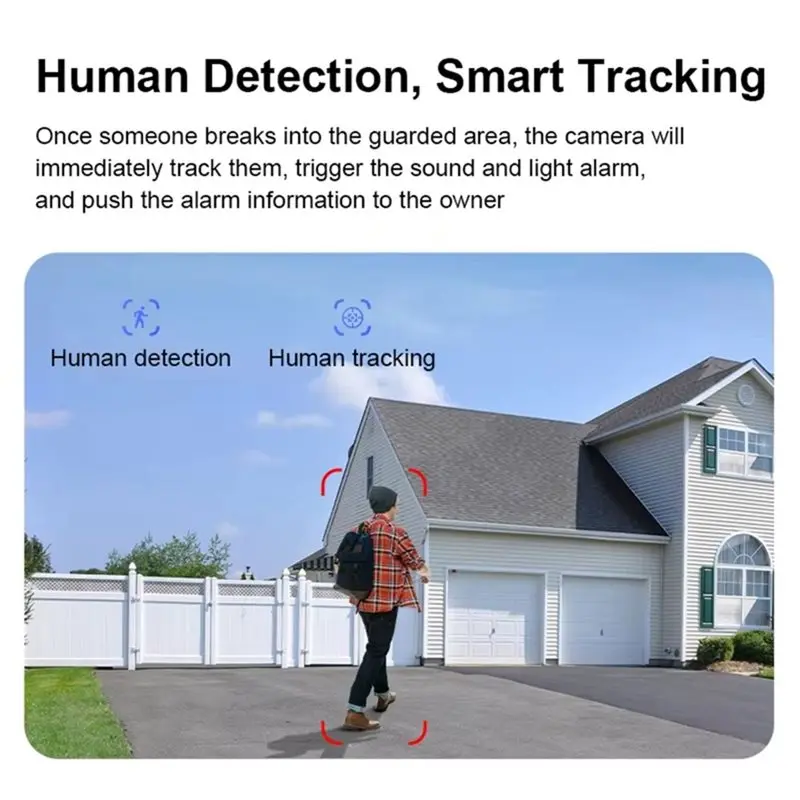 AAAEL-4MP Floodlight IP Camera 4MP Floodlight Camera For Courtyard Street Lamp O-Kam APP AI Humanoid Detection Monitor US Plug