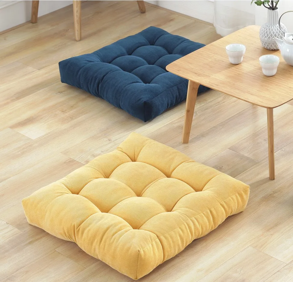 Large Square Floor Cushion Thickened Floor Seat Pillow Meditation Tatami Mat Pad Ottoman Poufs for Yoga Office Home Cafe 방석