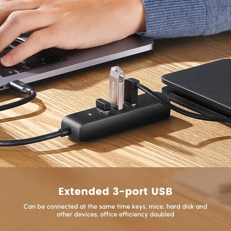 UGREEN 4 in 1 USB C Hub with 3-Port USB 3.0 and Ethernet Adapter Hub, ABS USB Splitter