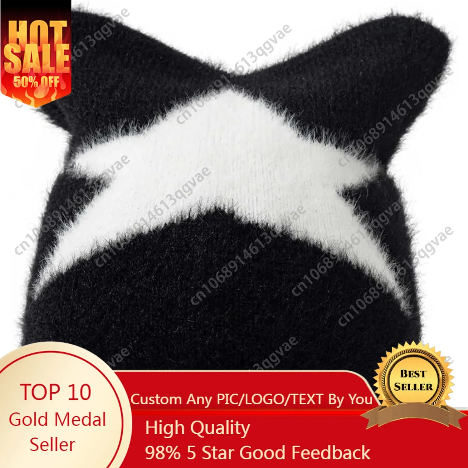 

Cute Beanies for Women Fluffy Fuzzy Hats Kawaii Cat Ear Hat Winter Warm Knitted Hat Y2k Grunge Accessories