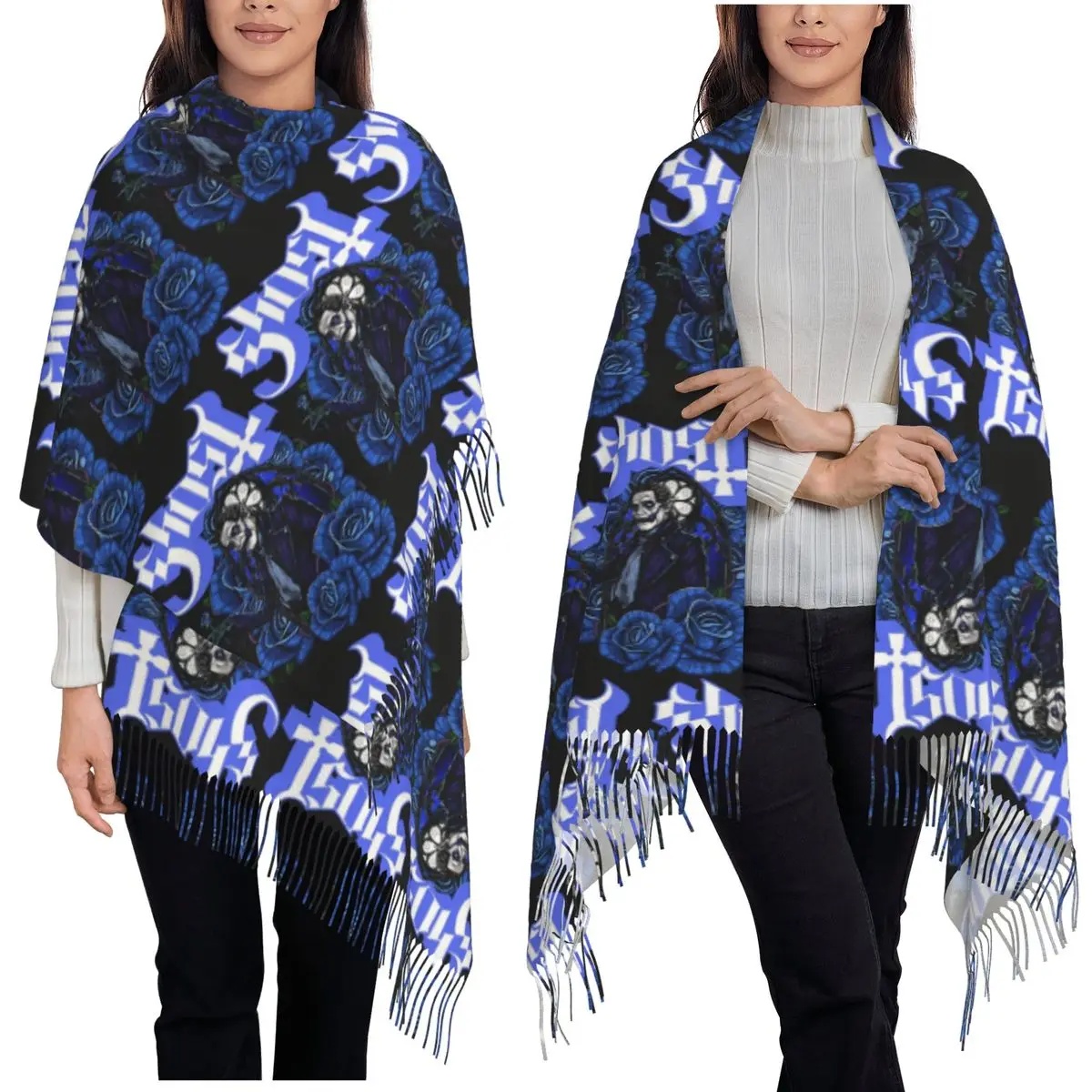 

Ghost B.C. Band Scarf Tassel Scarves for Women Soft Warm Shawls and Wraps Long Fall Winter Shawl Wrap
