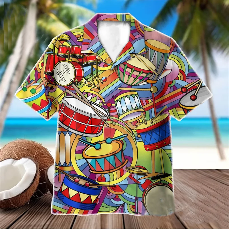 

Fashion Summer 3D Print Ice Cream Hawaiian Shirt Trendy Y2k Skull Loose Breathable Beach Party Tops Cool Men's Short Sleeve Tops