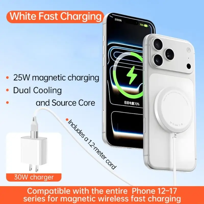 25W Compatible Wireless Chargers & 30W Power Adapter 58.2Mm Diameter Vehicle Chargers Suitable for Phone 16 17 F19E